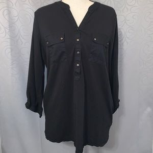 Rafella Quarter Sleeve Black Shirt